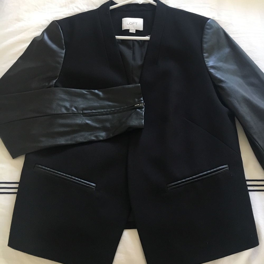 Ann Taylor LOFT blazer, faux leather sleeves